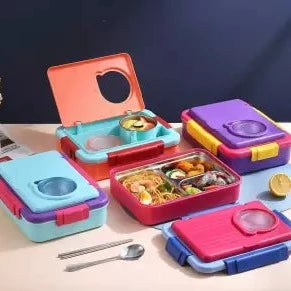 Eazy Kids - 2 Compartment Lunch Box w/ Utensils 1100ml - Purple