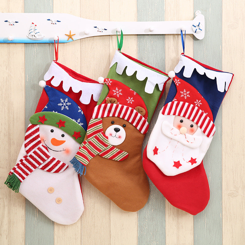 Jr.Billionaire Snowy Scallop And Muffler Stockings- Happy Santa