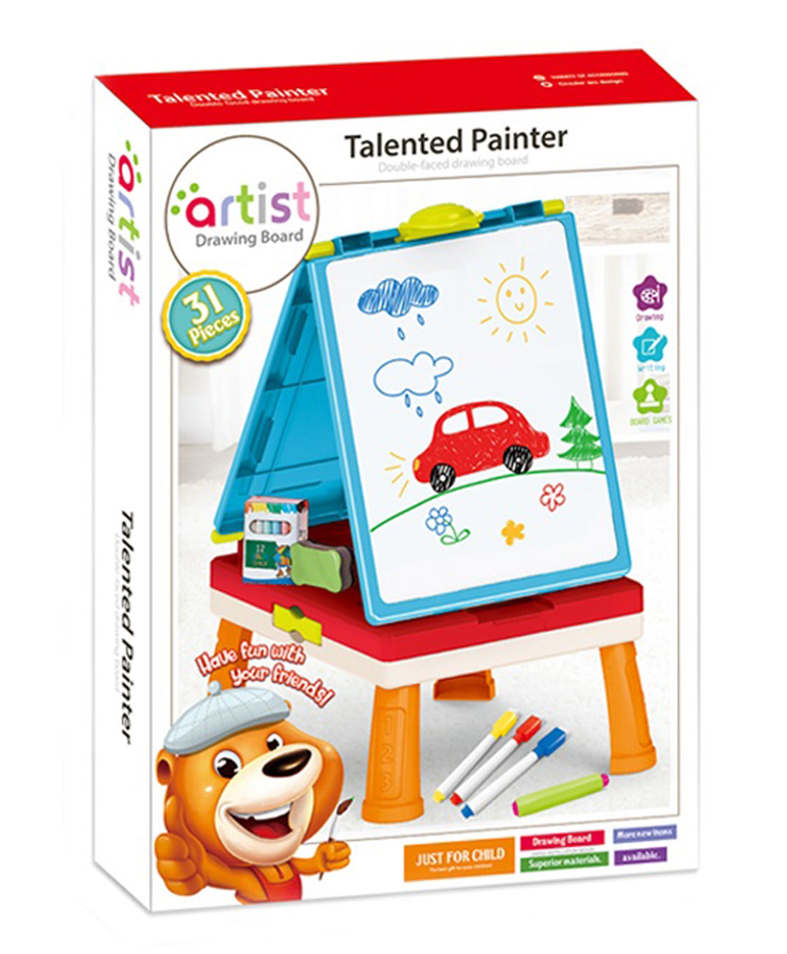 Talented Painter - Double Face Drawing Board For Kids (31 pcs