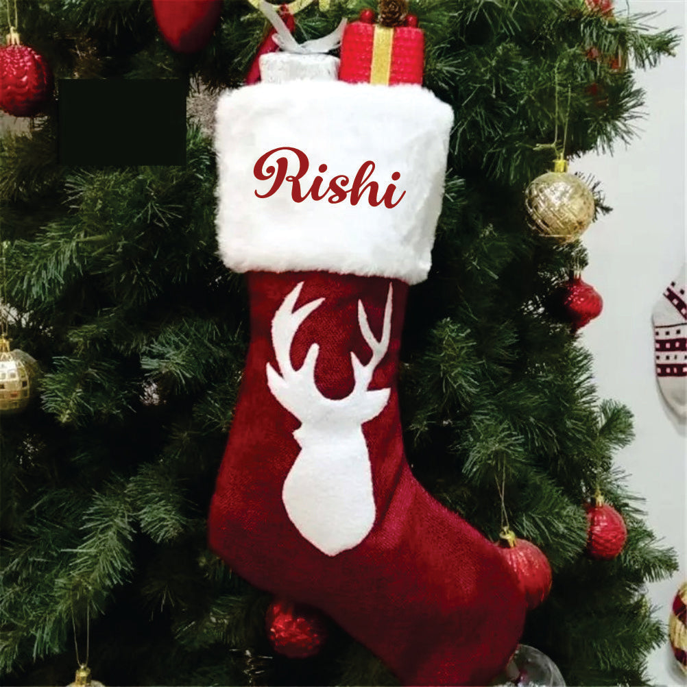 Jr.Billionaire Reindeer Furry Band Stocking- Set of 2