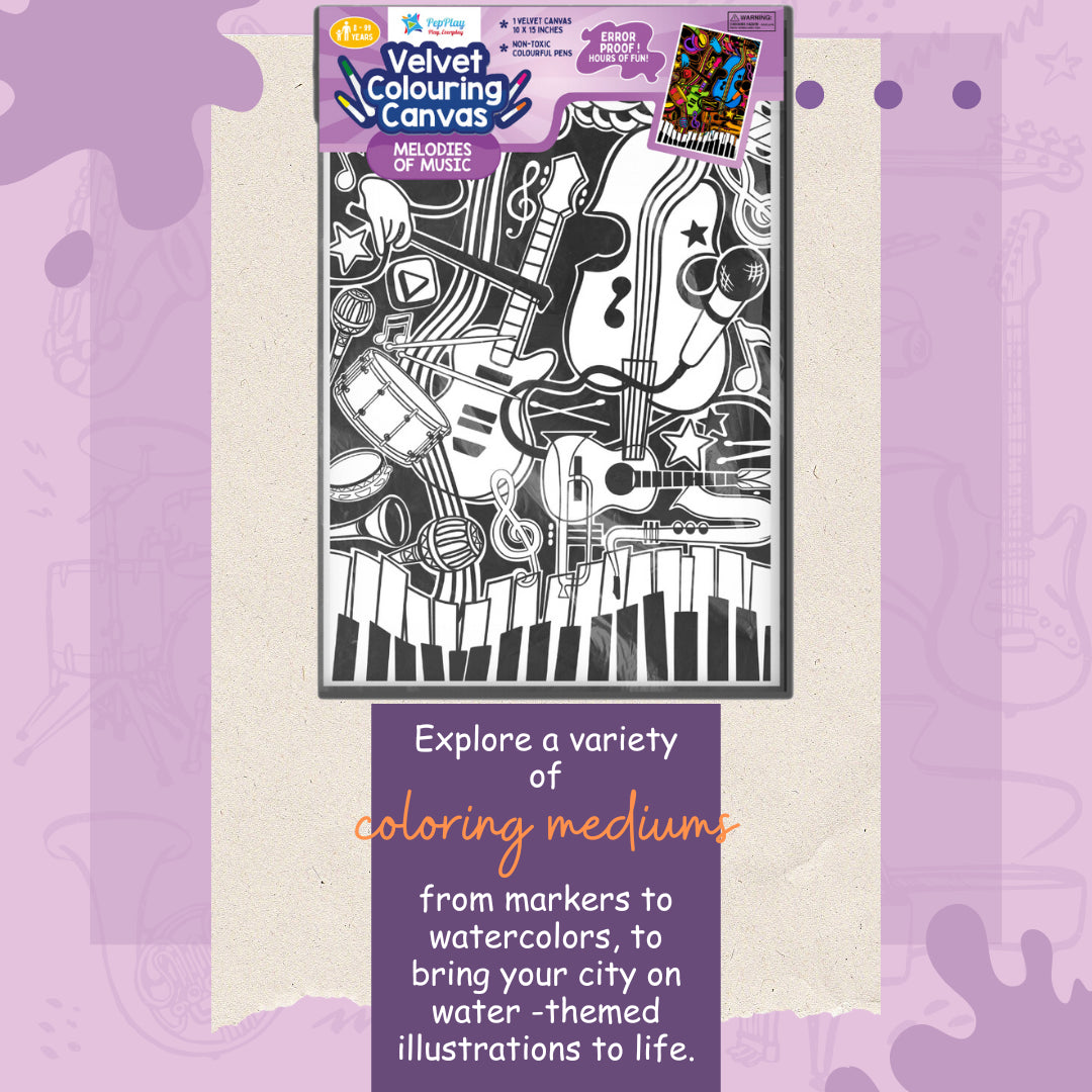 Velvet Colouring Canvas – MELODIES OF MUSIC