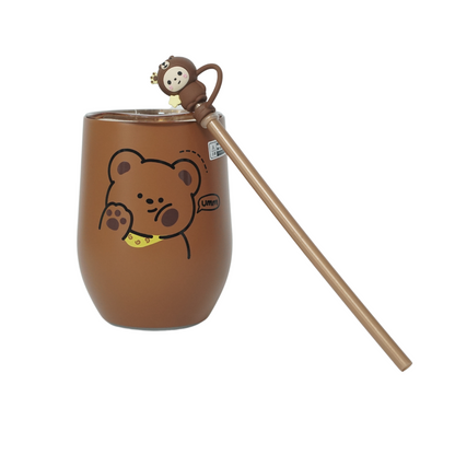 Stylish Insulated Milk Drinking Mug with Straw for Kids - 280 ML