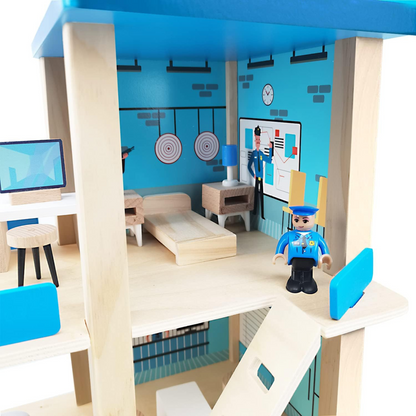 Wooden Police Station Playset Toy