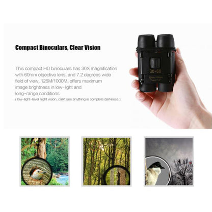 Folding Binoculars With Strap and Pouch - 30x60 Zoom Outdoor Travel