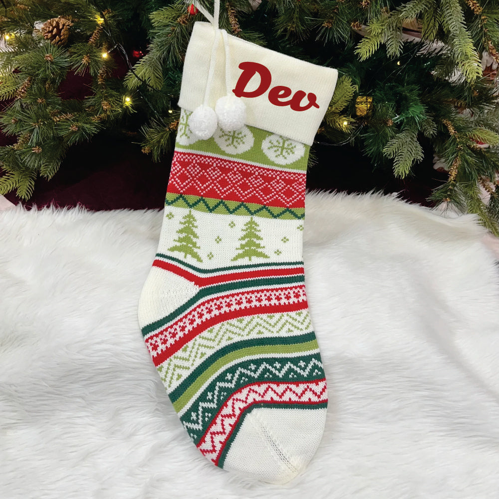 BW Handwoven Knitted Stocking (Twilight Tree)