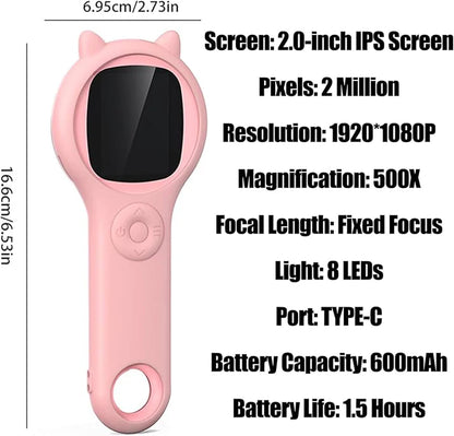 Kids Digital Microscope-2000x Magnification, HD Display