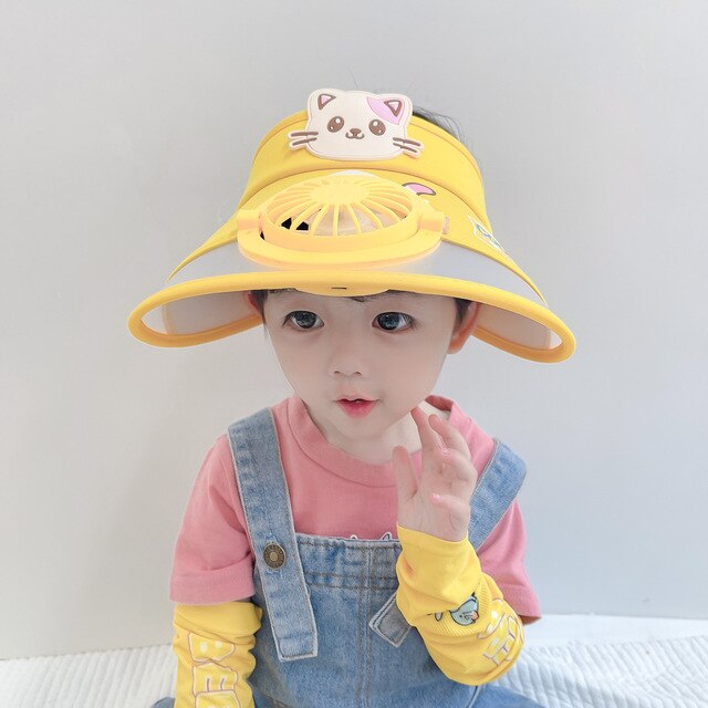 Cute Kids Sun Hat Rechargeable Cooling Fan Visor Hat – JrBillionaire