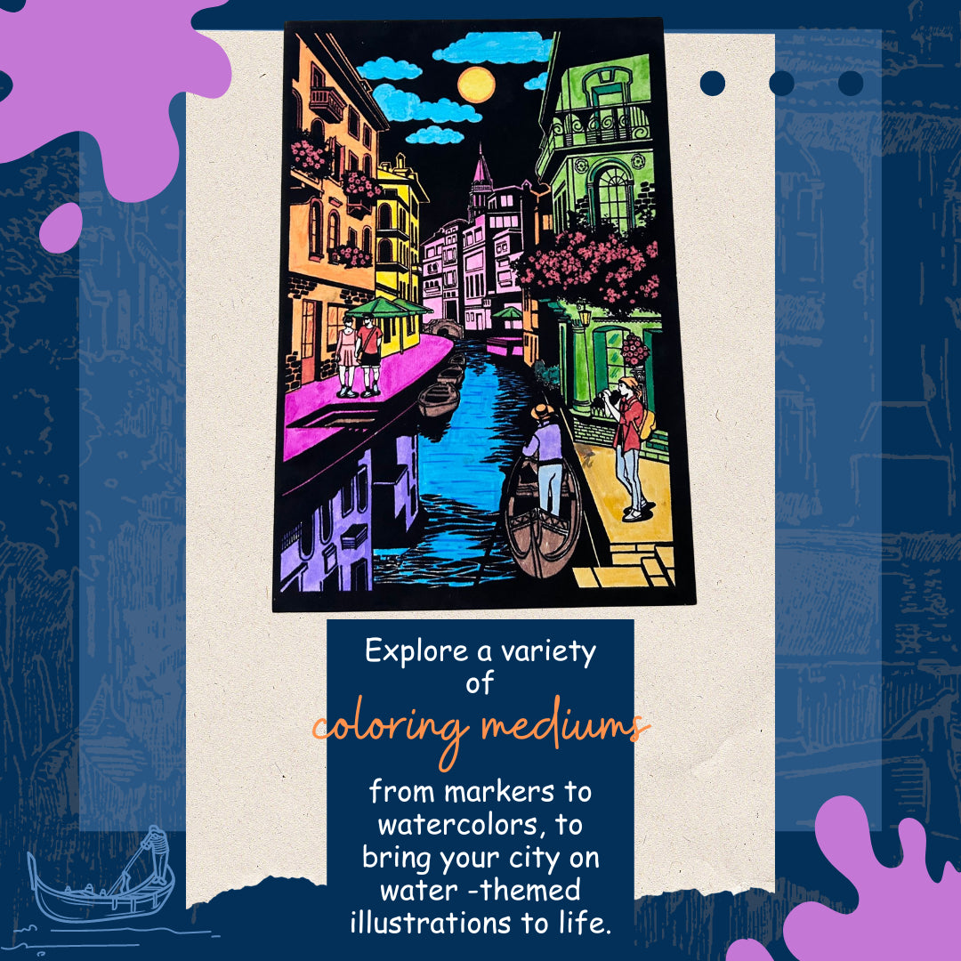 Velvet Colouring Canvas – CITY ON WATER