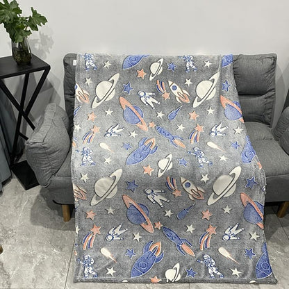 Glow in the Dark Blanket - Football & Space Theme