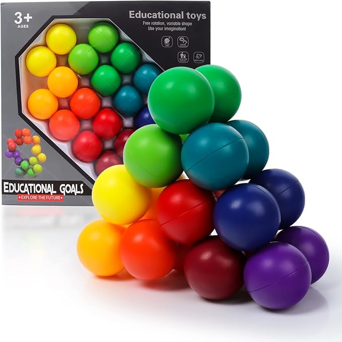 Puzzle Games, 3D Decompression Ball, Consisting of 20 Balls, Colourful Magnetic Ball, Intelligence Ball, Early Educational Toy, Anti-Stress Toy, DIY Toy, for children's, Adults, Stress Relief