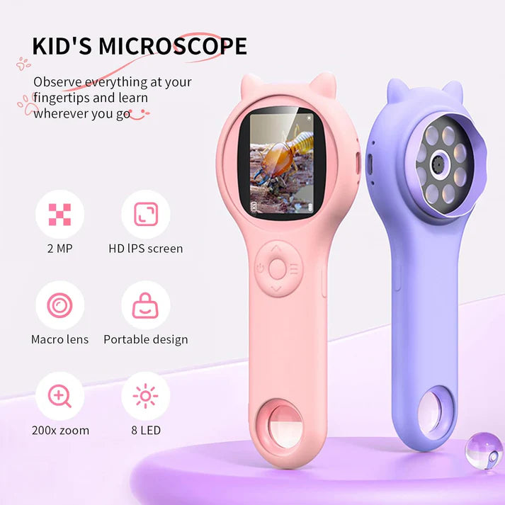 Kids Digital Microscope-2000x Magnification, HD Display