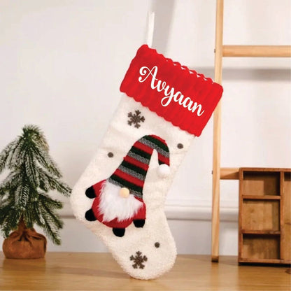 Jr.Billionaire Whimsical Gnome Stocking- White