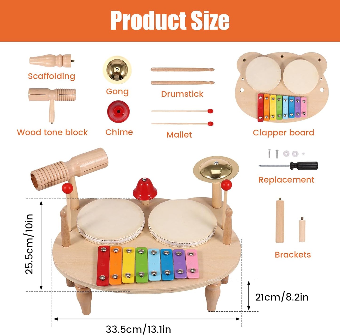 Percussion Musical Instruments Combination Set For Toddler