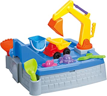 2 in 1 Sand Box Water Table Outdoor Garden Play Set - Truck Crane Sandpit Toy