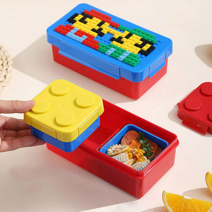 Lego Blocks Leak-Proof Lunch Box with Lego Fork and Spoon Set