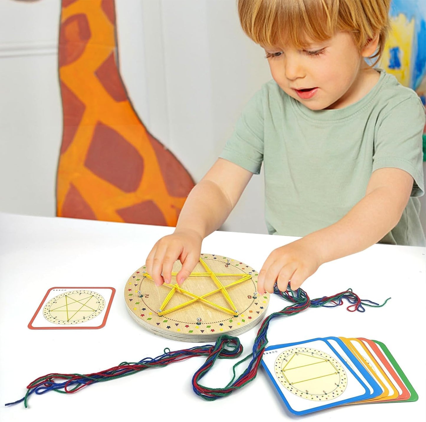 Winding Pattern Threading Toy Lacing Shape Board Activity Lace Shape Puzzle For Kids