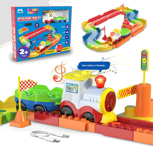 Interlocking Train Set With rechargeable Engine