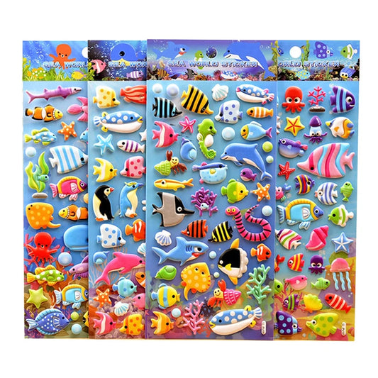 Under Sea Animal Puffy Stickers - 4 Different Sheets 200+Stickers