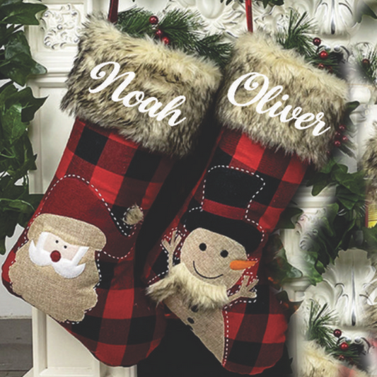 BW Frosty's Furry Stocking- Set of 2 (Santa & Snowman)