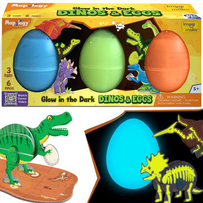 Glow In The Dark Dinos & Eggs - Set Of 3