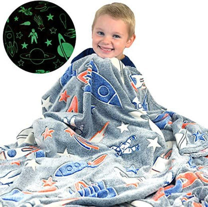 Glow in the Dark Blanket - Football & Space Theme