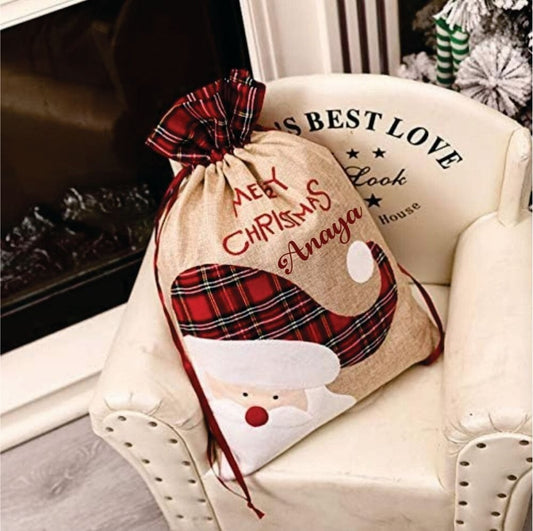 BW Burlap Holiday Treasure Sack - Santa