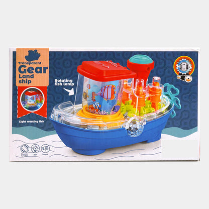 Transparent Gear Land Ship Toy With Music & Lights