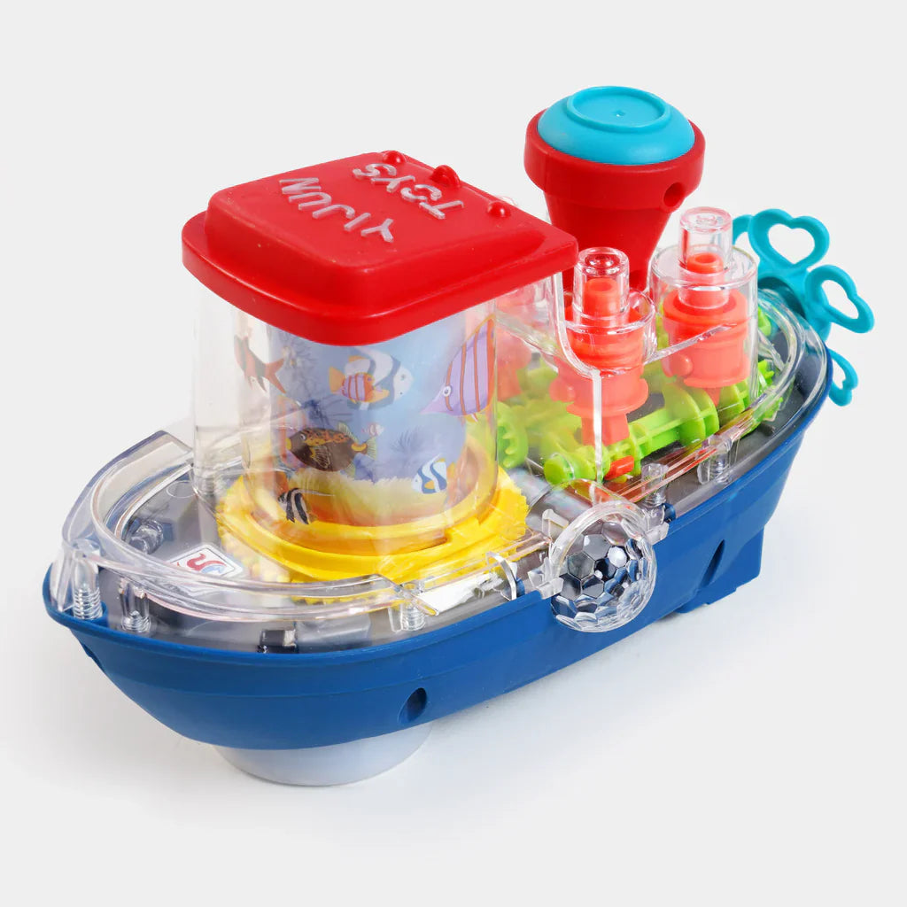 Transparent Gear Land Ship Toy With Music & Lights