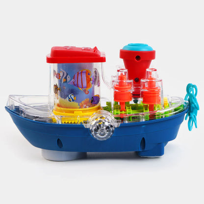 Transparent Gear Land Ship Toy With Music & Lights