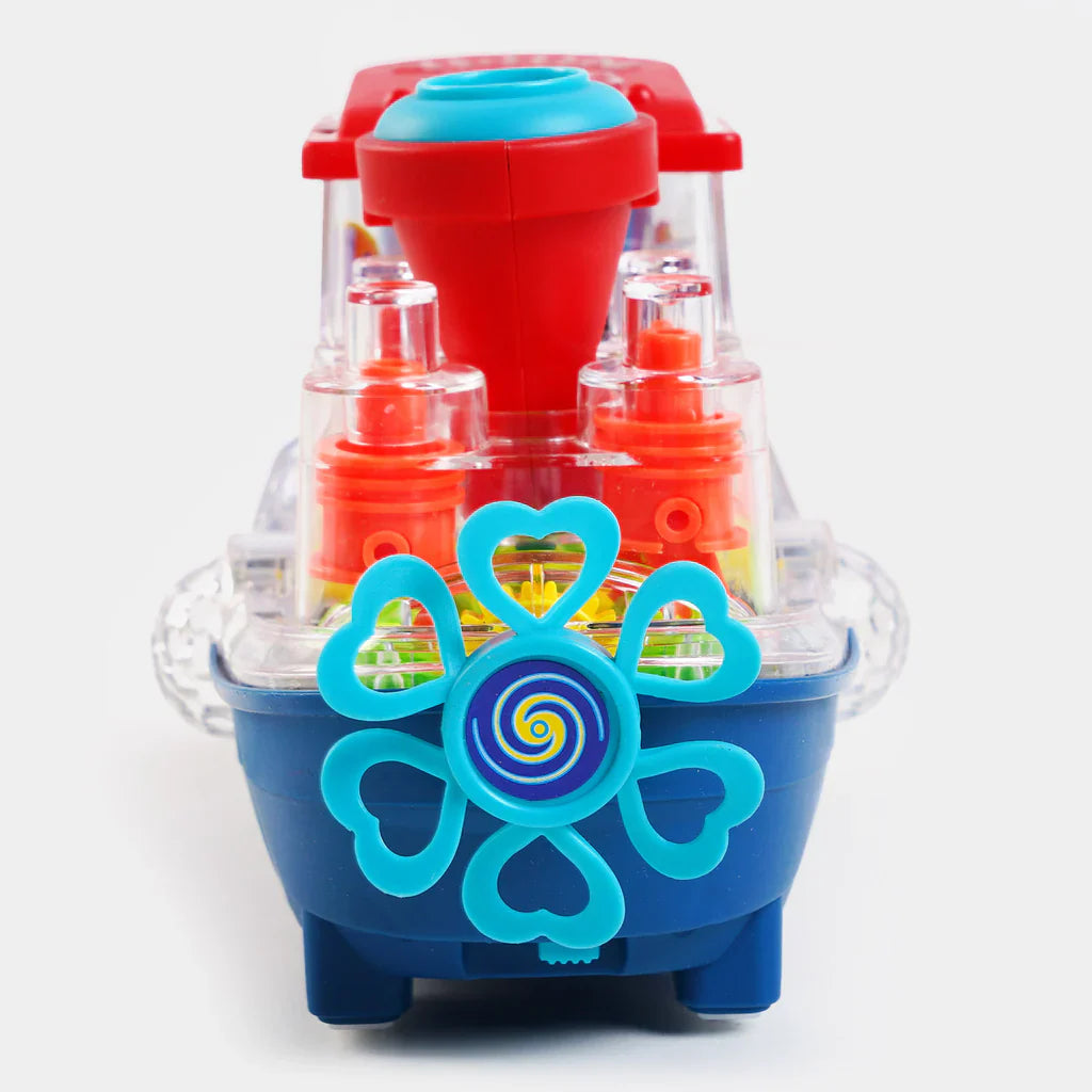 Transparent Gear Land Ship Toy With Music & Lights