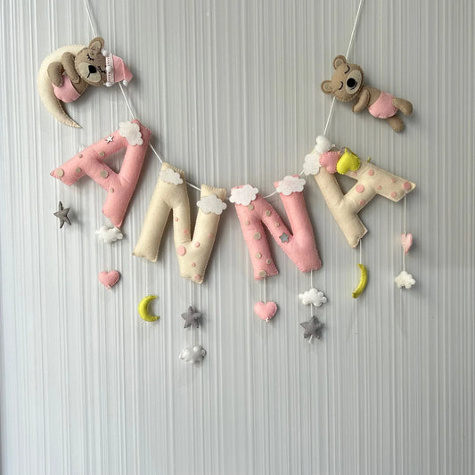 Customized Name Bunting/Garland with Dreamy Teddy