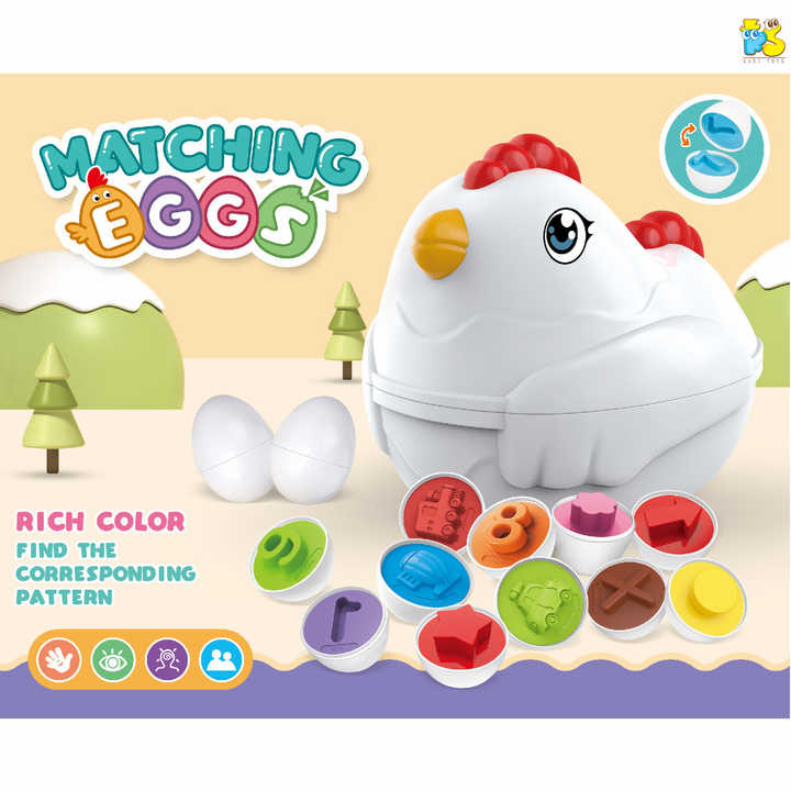 Matching Eggs Toddler Toy with Push Pull Chicken Box Jr.Billionaire