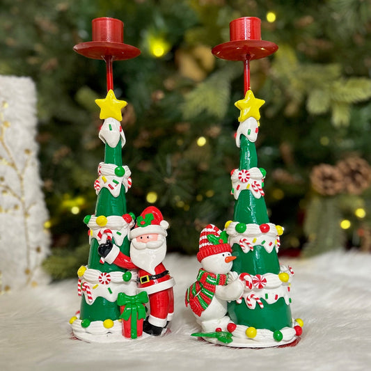 Jr.Billionaire Festive Christmas Tree Candle Stand (Set of 2)