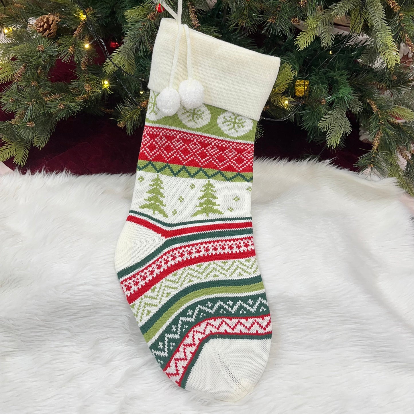 BW Handwoven Knitted Stocking (Twilight Tree)