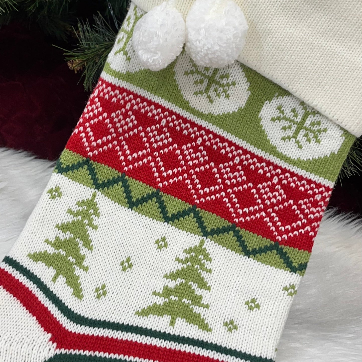 BW Handwoven Knitted Stocking (Twilight Tree)