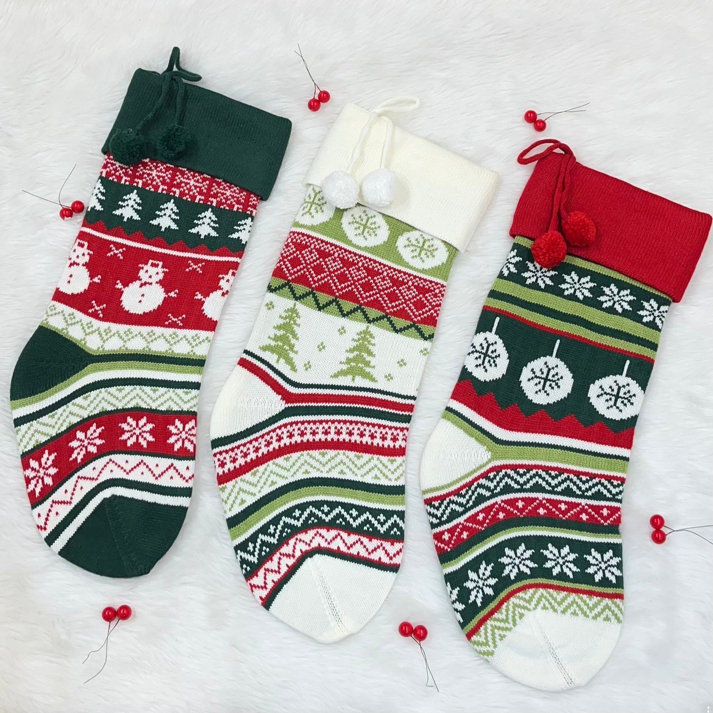 BW Handwoven Knitted Stocking (Snowman Wishes)