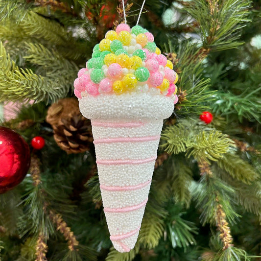 BW Colorful Sprinkle Swirl IceCream Ornament