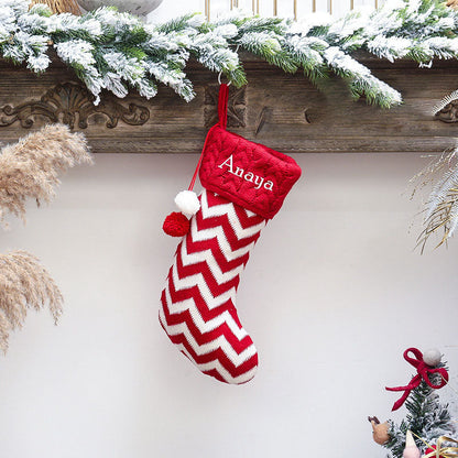 BW  Holiday Chevron Cheer Stockings- Red & White Chevron