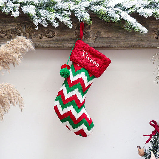 BW Holiday Chevron Cheer Stockings- Red, White & Green Chevron