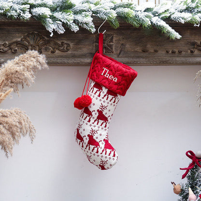 BW Holiday Chevron Cheer Stockings- Red & White Reindeer