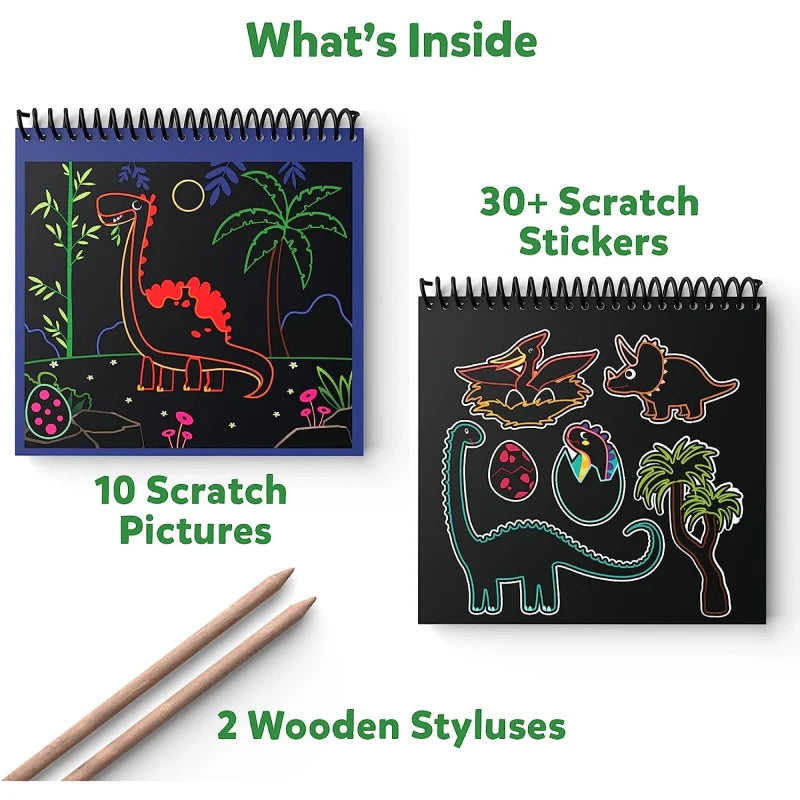 Travel Friendly Magical Scratch Art Book: World of Dinosaurs