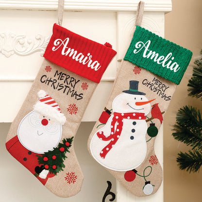 Jr.Billionaire Vintage Vibe Stockings- Snowy Snowman