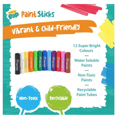 Paint Pop:Classic Colors Quick Dry Paint Sticks, Pack of 12