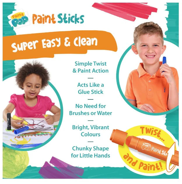 Paint Pop:Classic Colors Quick Dry Paint Sticks, Pack of 12