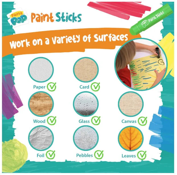 Paint Pop:Classic Colors Quick Dry Paint Sticks, Pack of 12