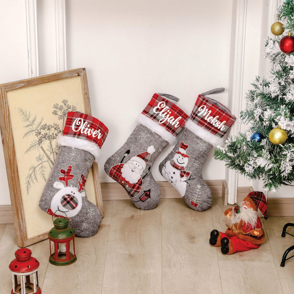 Jr.Billionaire Silver Bells Stocking - Happy Santa