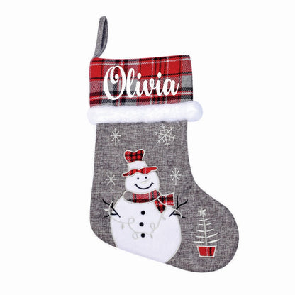 Jr.Billionaire Silver Bells Stocking - Snowy Snowman