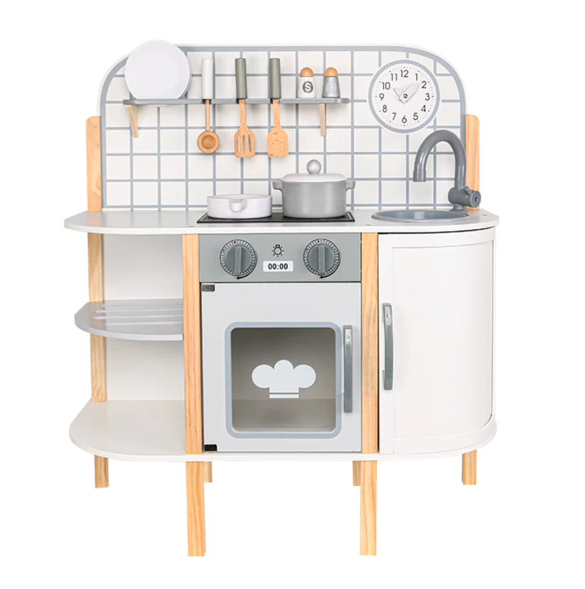 Premium Kids Wooden Kitchen Playset with Accessories