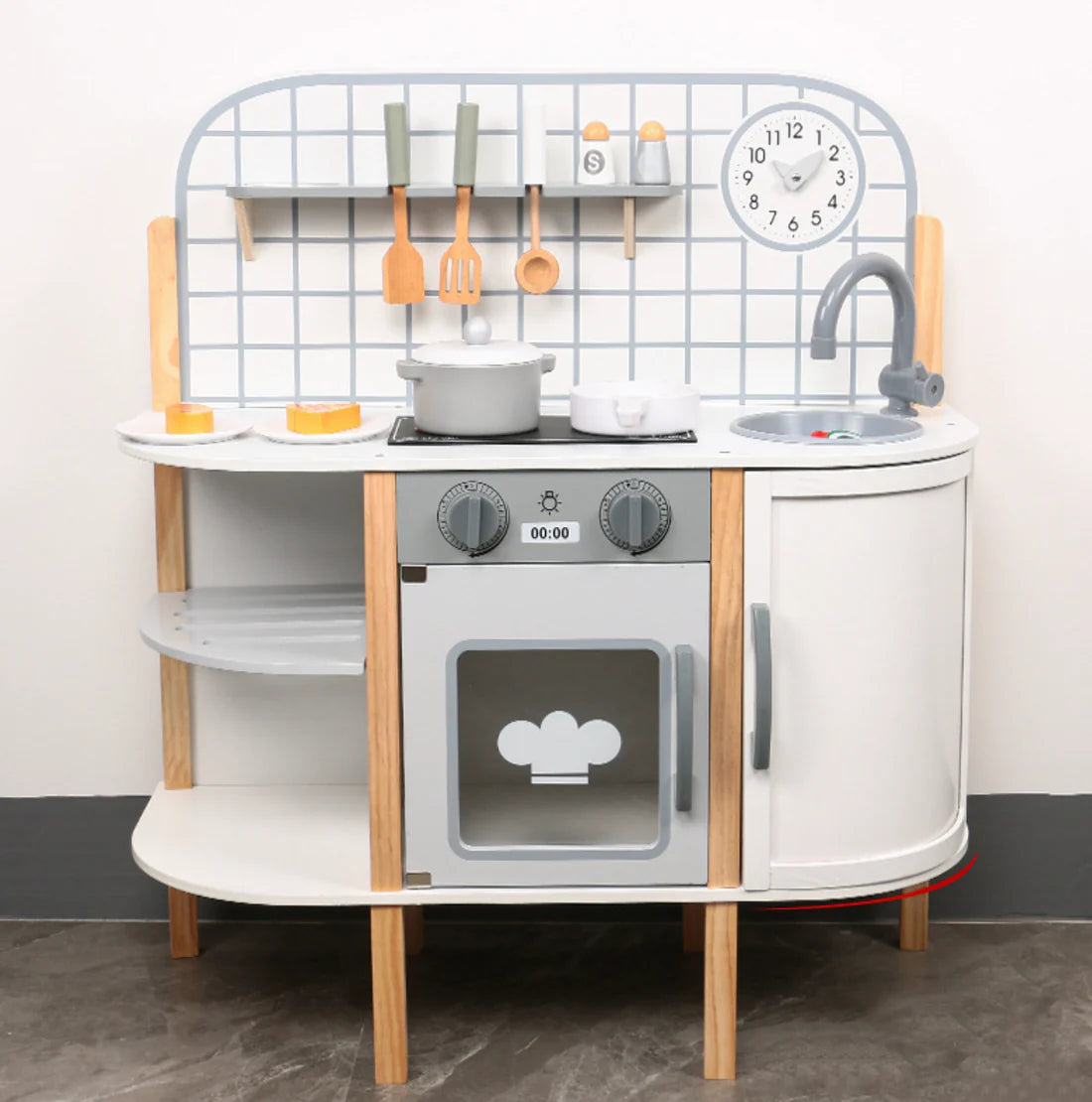 Premium Kids Wooden Kitchen Playset with Accessories