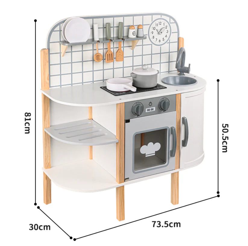 Premium Kids Wooden Kitchen Playset with Accessories